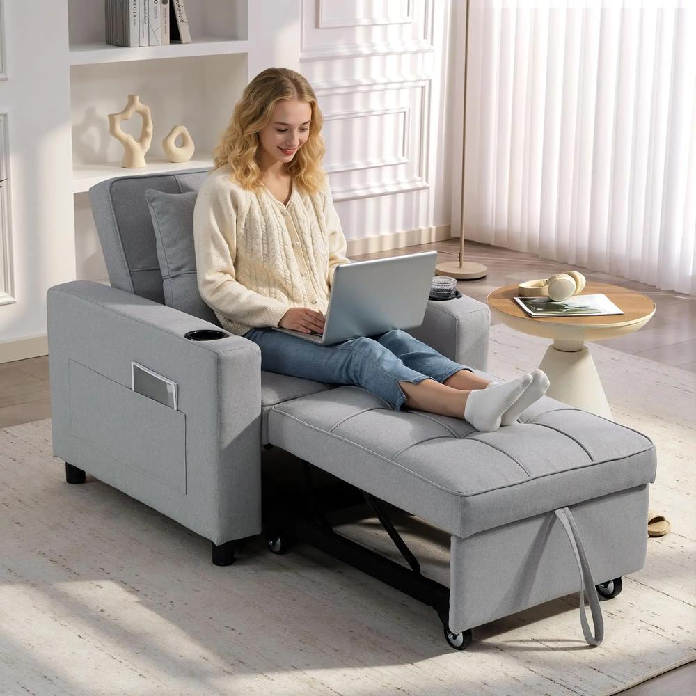 HOMCOM 3-in-1 Single Sofa Bed, Convertible Sleeper Chair Bed Additional View 13