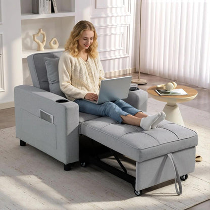HOMCOM 3-in-1 Single Sofa Bed, Convertible Sleeper Chair Bed Additional View 13