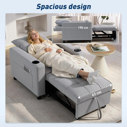 HOMCOM 3-in-1 Single Sofa Bed, Convertible Sleeper Chair Bed Additional View 17