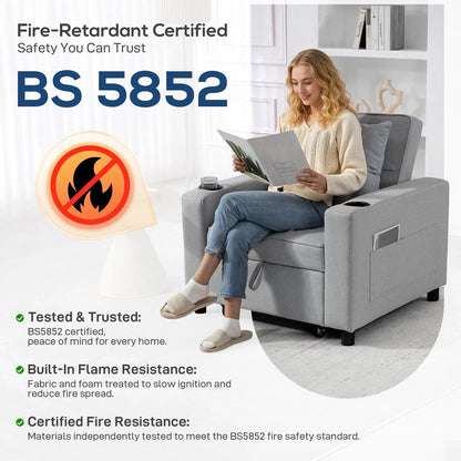 HOMCOM 3-in-1 Single Sofa Bed, Convertible Sleeper Chair Bed Additional View 24