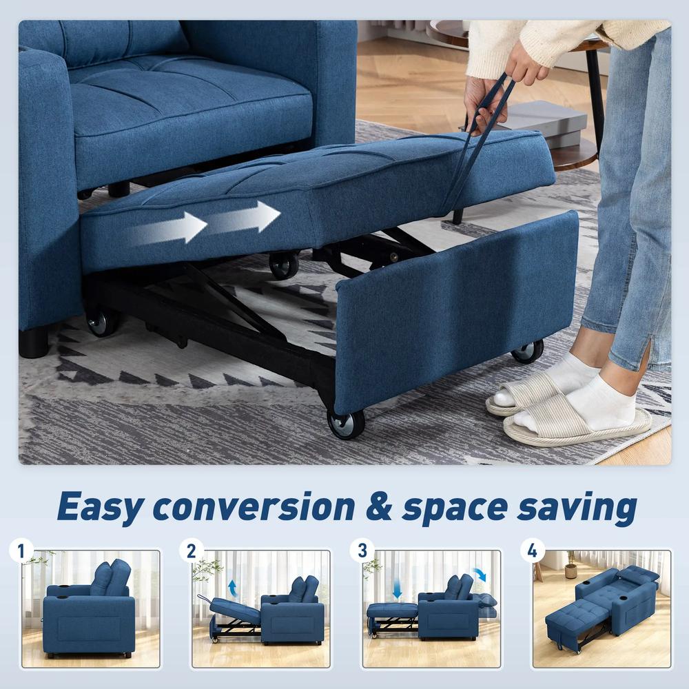 HOMCOM 3-in-1 Single Sofa Bed, Convertible Sleeper Chair Bed Additional View 30