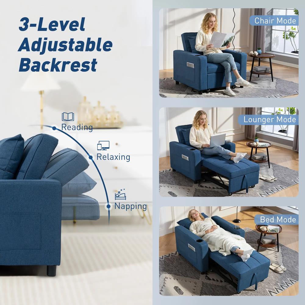 HOMCOM 3-in-1 Single Sofa Bed, Convertible Sleeper Chair Bed Additional View 31