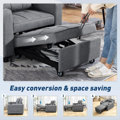 HOMCOM 3-in-1 Single Sofa Bed, Convertible Sleeper Chair Bed Additional View 4