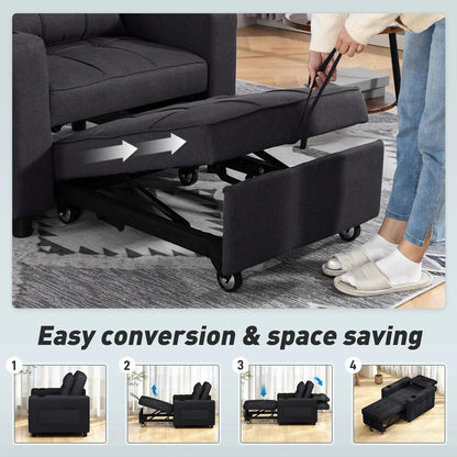 HOMCOM 3-in-1 Single Sofa Bed, Convertible Sleeper Chair Bed Additional View 46