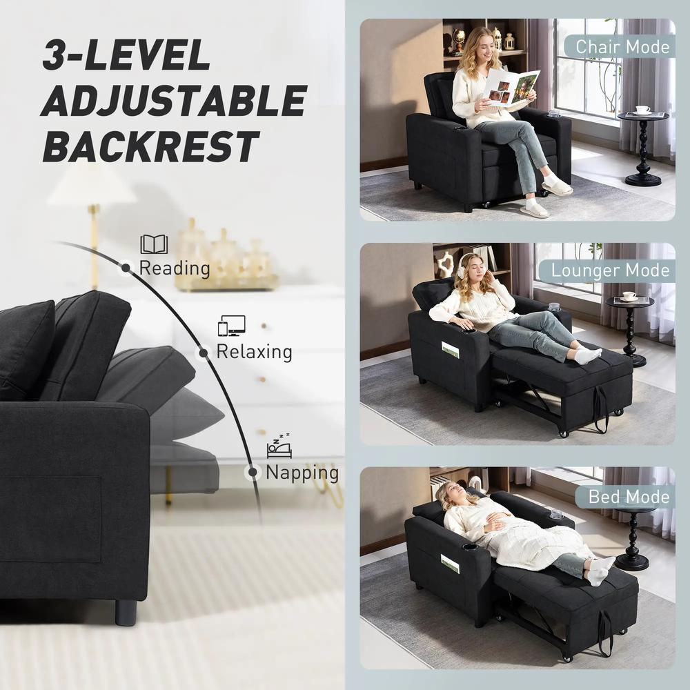 HOMCOM 3-in-1 Single Sofa Bed, Convertible Sleeper Chair Bed Additional View 47