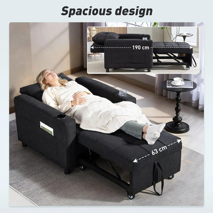 HOMCOM 3-in-1 Single Sofa Bed, Convertible Sleeper Chair Bed Additional View 48