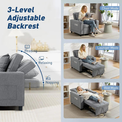 HOMCOM 3-in-1 Single Sofa Bed, Convertible Sleeper Chair Bed Additional View 5