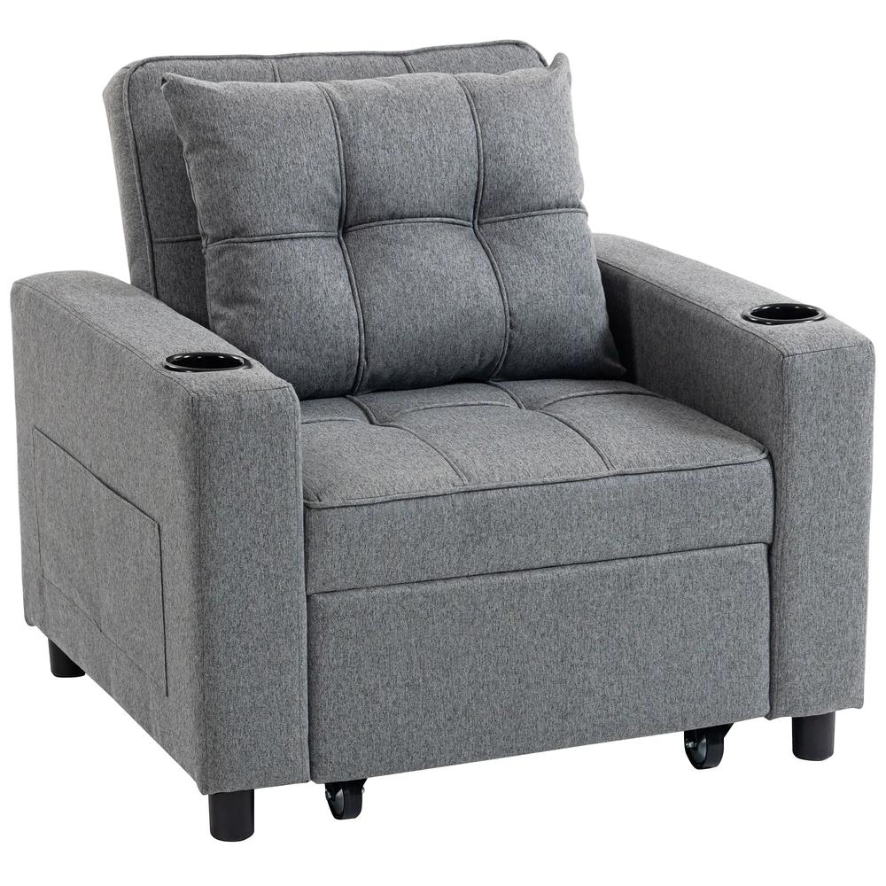 HOMCOM 3-in-1 Single Sofa Bed, Convertible Sleeper Chair Bed