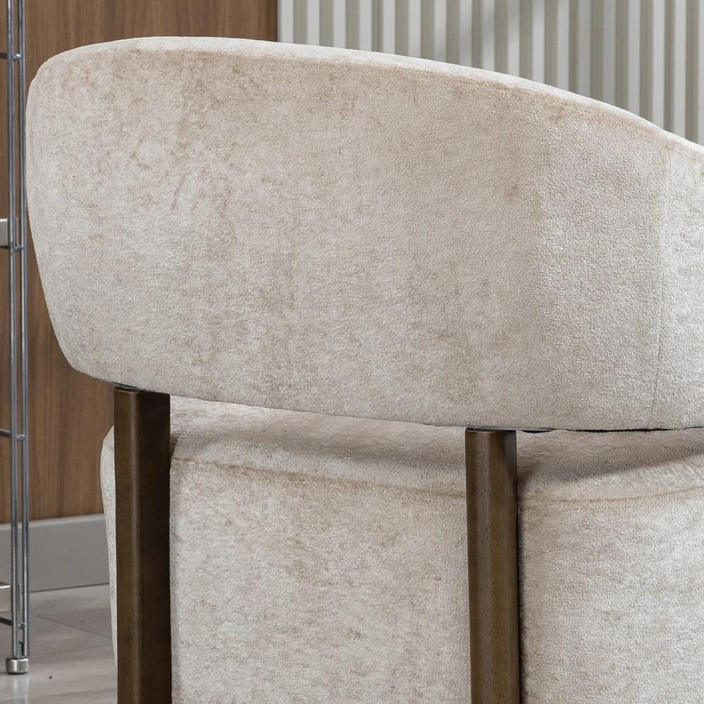 HOMCOM Accent Chair, Chenille Upholstered Tub Chair with Wide Seat, Solid Wood Frame and Legs, Comfy Armchair, Beige Additional View 10