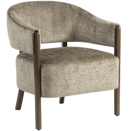 HOMCOM Accent Chair, Upholstered Tub Chair with Solid Wood Frame and Legs, Light Brown Additional View 11