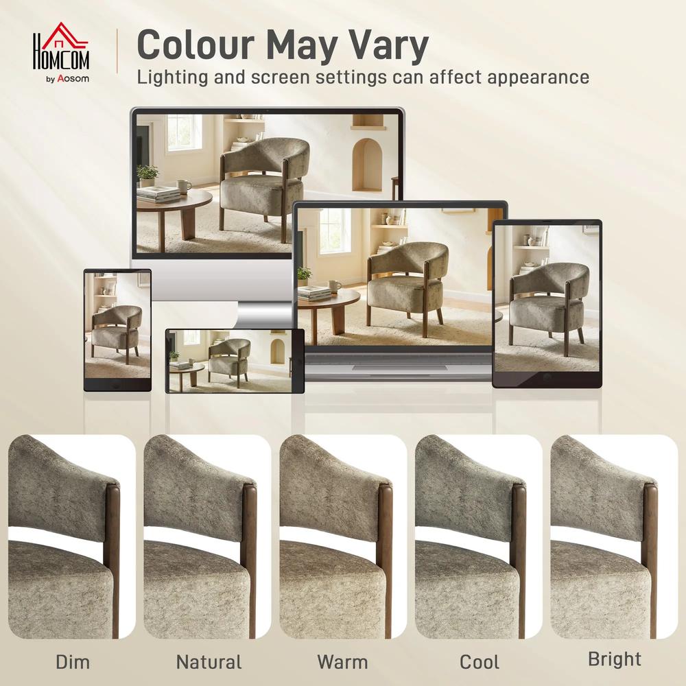 HOMCOM Accent Chair, Upholstered Tub Chair with Solid Wood Frame and Legs, Light Brown Additional View 8