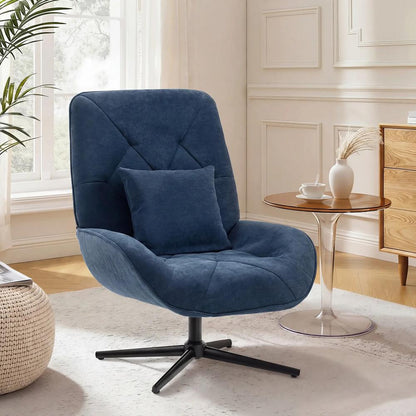 HOMCOM Accent Chair, Chenille Upholstered Swivel Armchair with Lumbar Pillow, High Back, Deep Seat and Metal Legs Additional View 13
