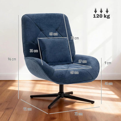 HOMCOM Accent Chair, Chenille Upholstered Swivel Armchair with Lumbar Pillow, High Back, Deep Seat and Metal Legs Additional View 14