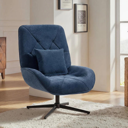 HOMCOM Accent Chair, Chenille Upholstered Swivel Armchair with Lumbar Pillow, High Back, Deep Seat and Metal Legs Additional View 21