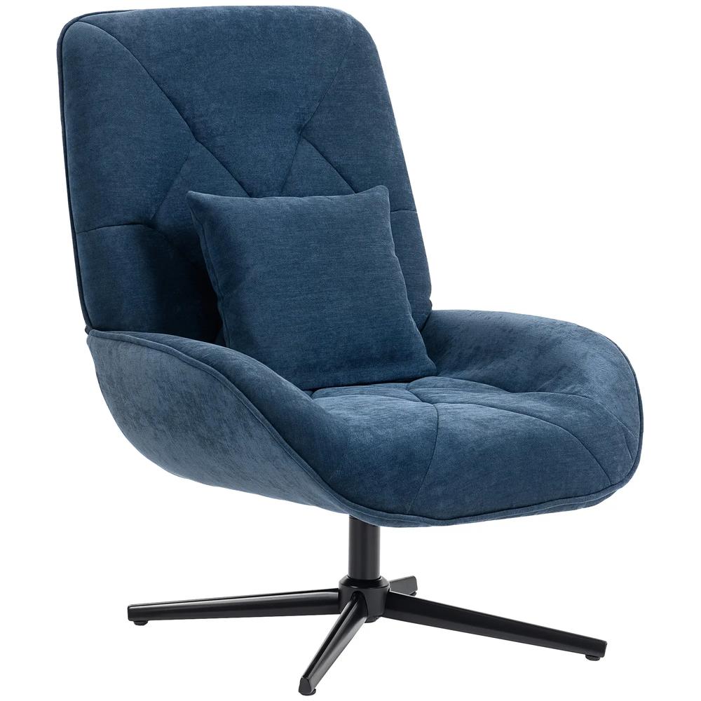 HOMCOM Accent Chair, Chenille Upholstered Swivel Armchair with Lumbar Pillow, High Back, Deep Seat and Metal Legs Additional View 22