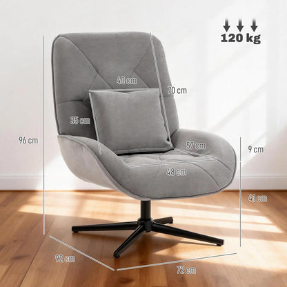 HOMCOM Accent Chair, Chenille Upholstered Swivel Armchair with Lumbar Pillow, High Back, Deep Seat and Metal Legs Additional View 25