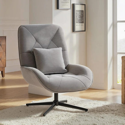 HOMCOM Accent Chair, Chenille Upholstered Swivel Armchair with Lumbar Pillow, High Back, Deep Seat and Metal Legs Additional View 32