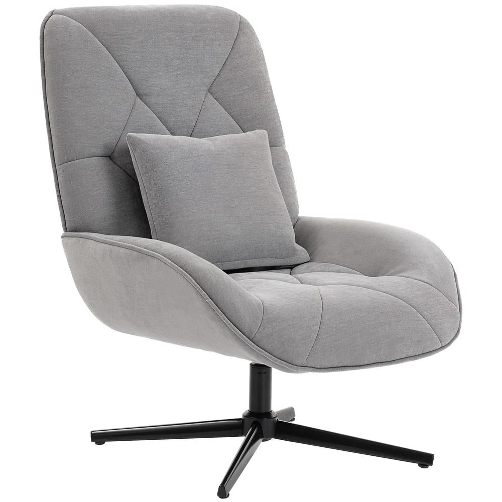 HOMCOM Accent Chair, Chenille Upholstered Swivel Armchair with Lumbar Pillow, High Back, Deep Seat and Metal Legs Additional View 33