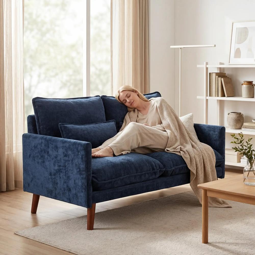 HOMCOM 2 Seater Sofa, Loveseat Sofa with Spring Cushions, Wide and Deep Seat, Wood Legs Additional View 14