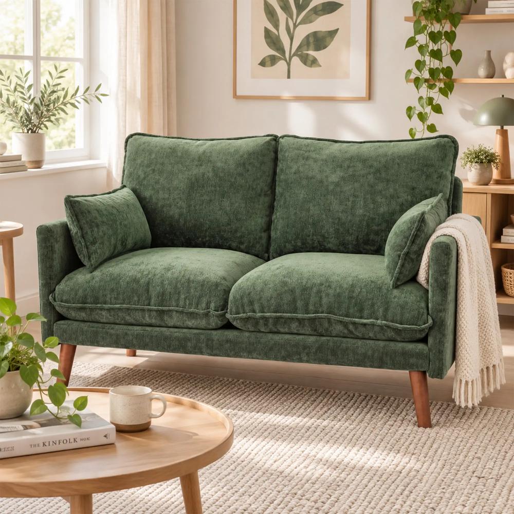 HOMCOM 2 Seater Sofa, Loveseat Sofa with Spring Cushions, Wide and Deep Seat, Wood Legs Additional View 17