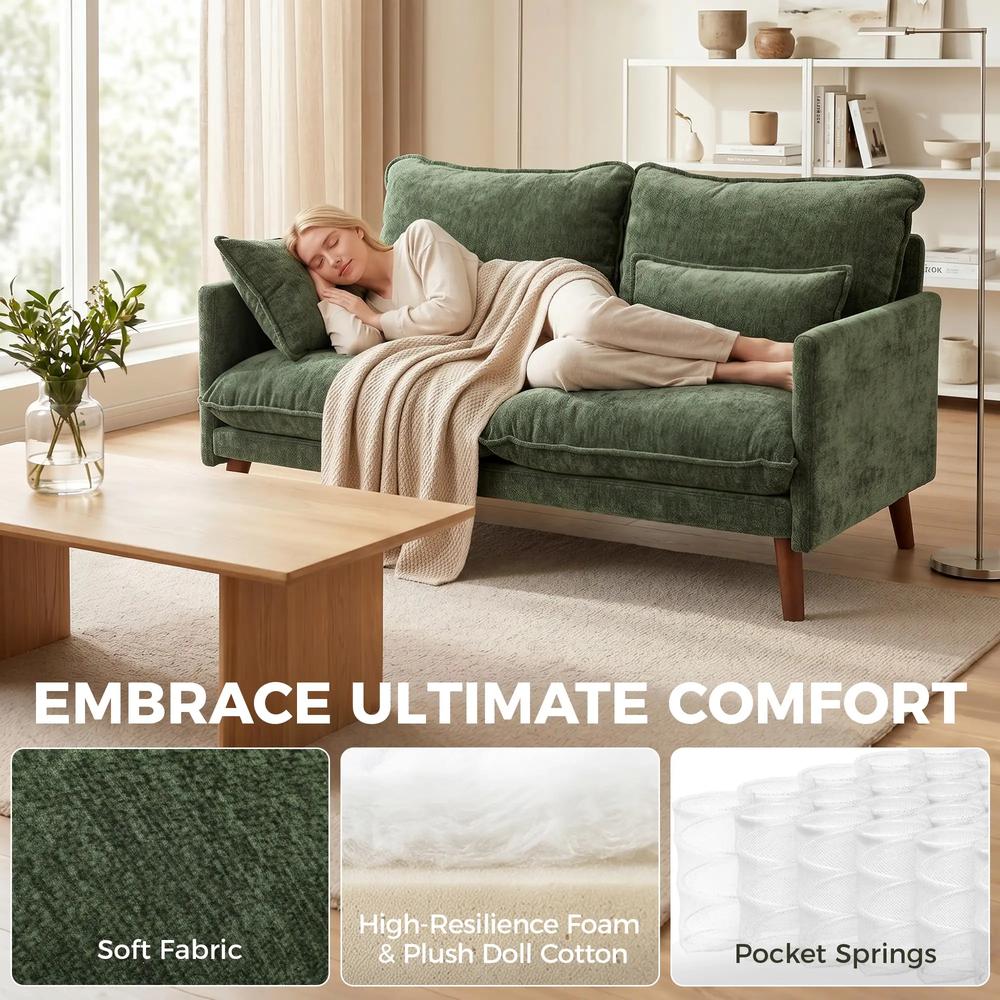 HOMCOM 2 Seater Sofa, Loveseat Sofa with Spring Cushions, Wide and Deep Seat, Wood Legs Additional View 19