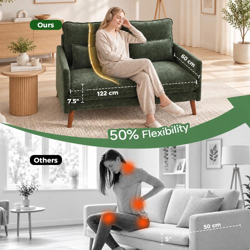 HOMCOM 2 Seater Sofa, Loveseat Sofa with Spring Cushions, Wide and Deep Seat, Wood Legs Additional View 20