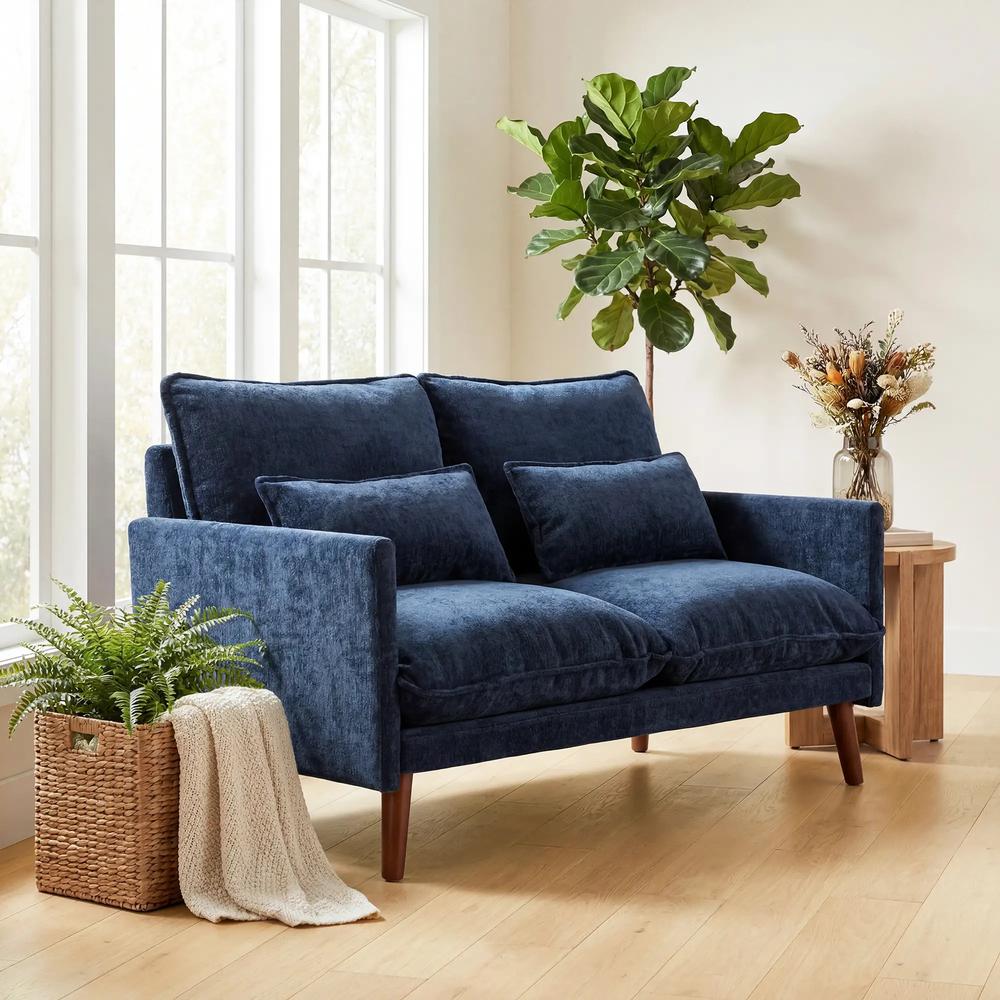 HOMCOM 2 Seater Sofa, Loveseat Sofa with Spring Cushions, Wide and Deep Seat, Wood Legs Additional View 2
