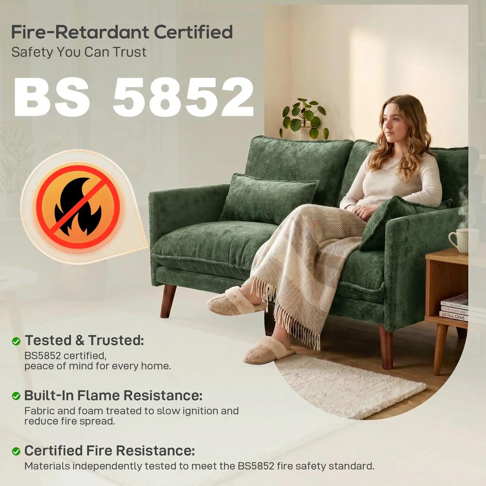 HOMCOM 2 Seater Sofa, Loveseat Sofa with Spring Cushions, Wide and Deep Seat, Wood Legs Additional View 22