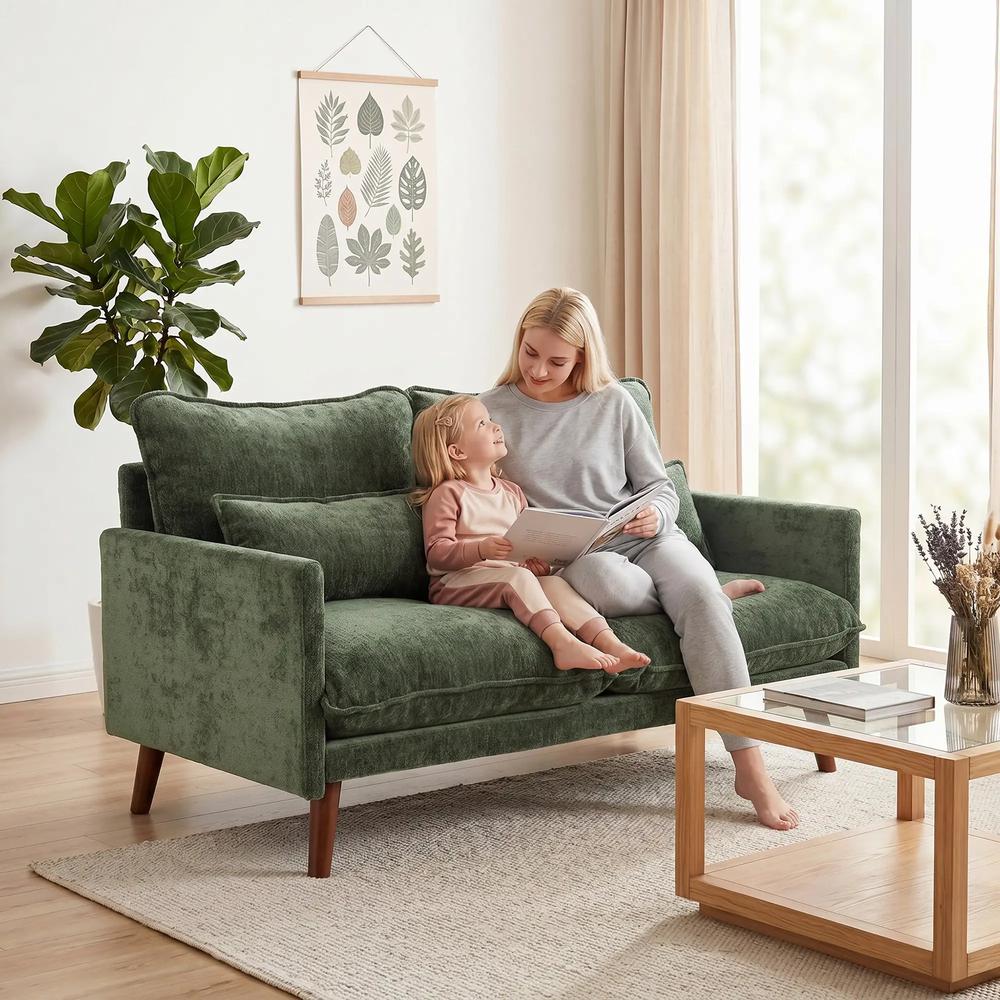 HOMCOM 2 Seater Sofa, Loveseat Sofa with Spring Cushions, Wide and Deep Seat, Wood Legs Additional View 23