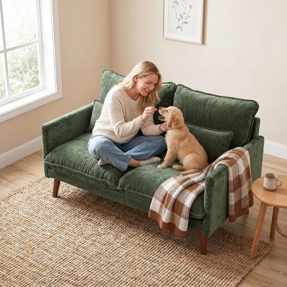 HOMCOM 2 Seater Sofa, Loveseat Sofa with Spring Cushions, Wide and Deep Seat, Wood Legs Additional View 24