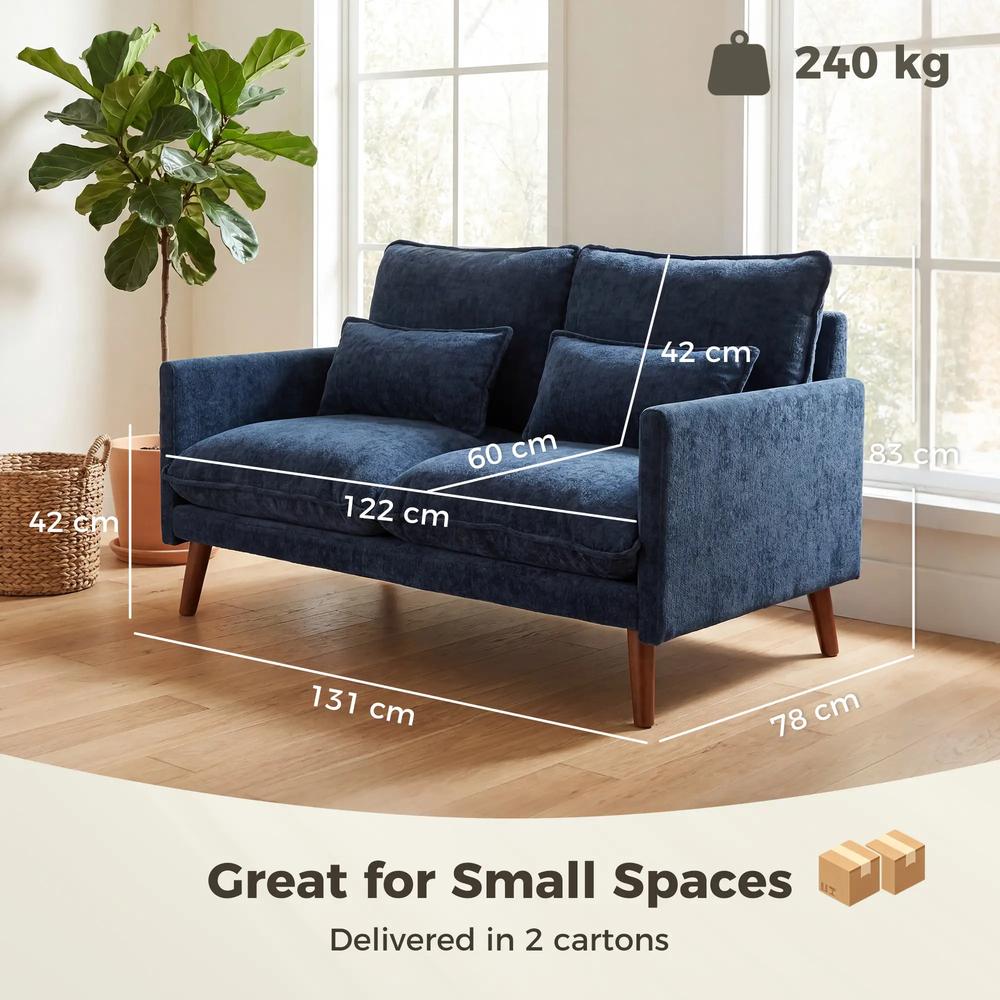 HOMCOM 2 Seater Sofa, Loveseat Sofa with Spring Cushions, Wide and Deep Seat, Wood Legs Additional View 3