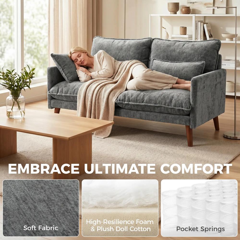 HOMCOM 2 Seater Sofa, Loveseat Sofa with Spring Cushions, Wide and Deep Seat, Wood Legs Additional View 34