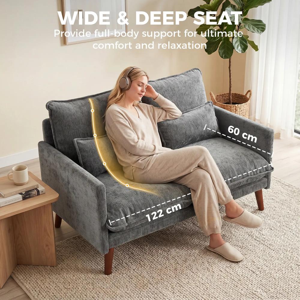 HOMCOM 2 Seater Sofa, Loveseat Sofa with Spring Cushions, Wide and Deep Seat, Wood Legs Additional View 35