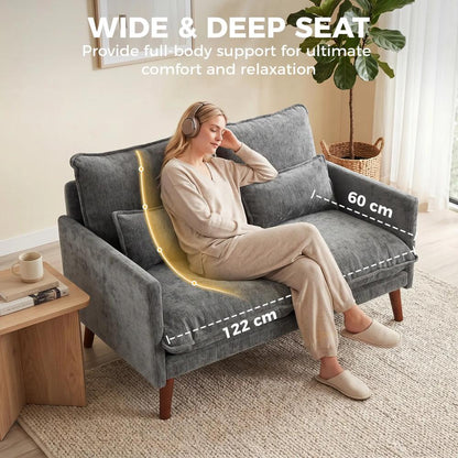 HOMCOM 2 Seater Sofa, Loveseat Sofa with Spring Cushions, Wide and Deep Seat, Wood Legs Additional View 35