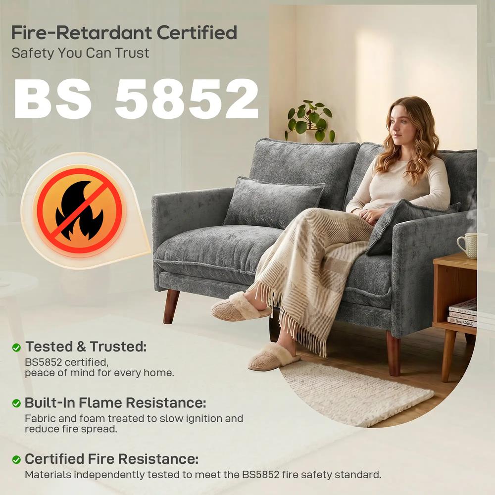 HOMCOM 2 Seater Sofa, Loveseat Sofa with Spring Cushions, Wide and Deep Seat, Wood Legs Additional View 37