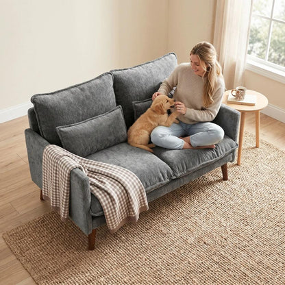 HOMCOM 2 Seater Sofa, Loveseat Sofa with Spring Cushions, Wide and Deep Seat, Wood Legs Additional View 38