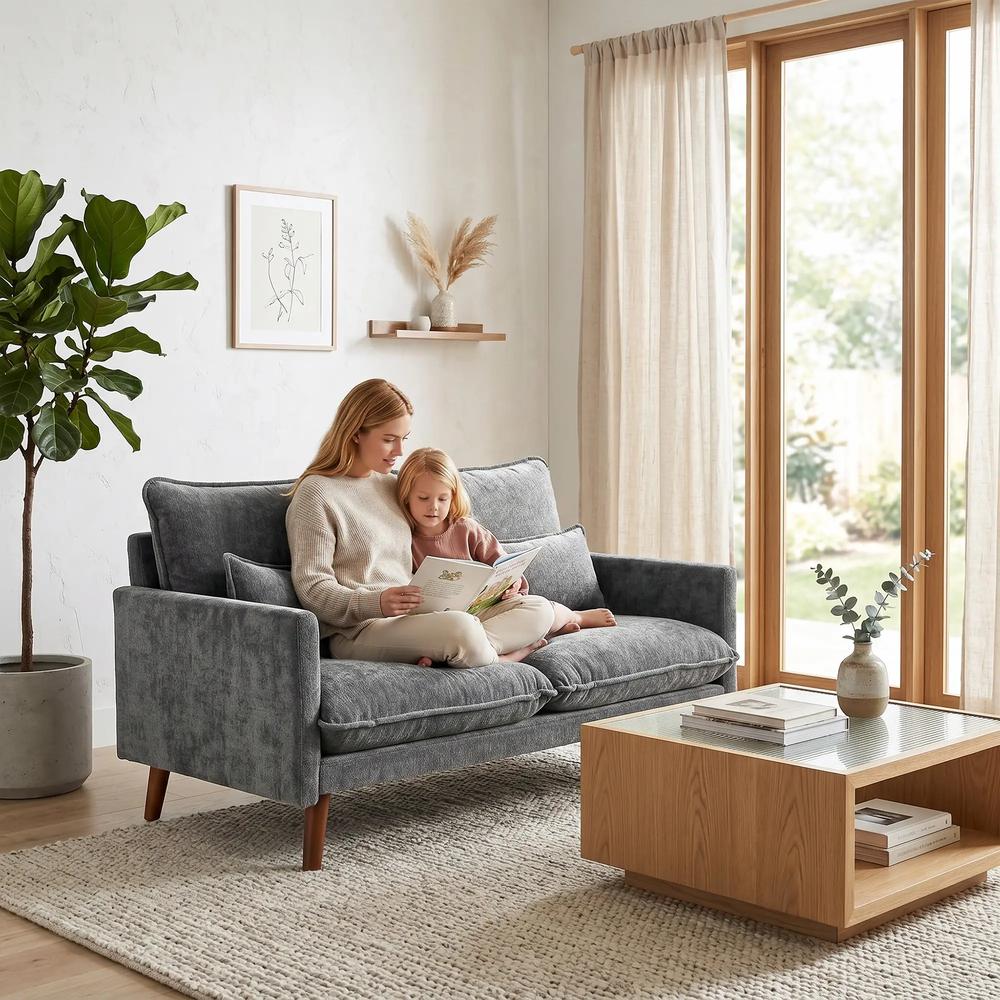 HOMCOM 2 Seater Sofa, Loveseat Sofa with Spring Cushions, Wide and Deep Seat, Wood Legs Additional View 39