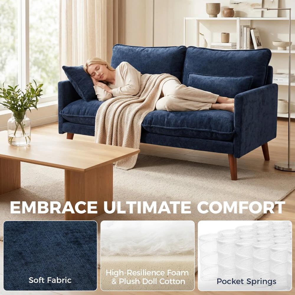 HOMCOM 2 Seater Sofa, Loveseat Sofa with Spring Cushions, Wide and Deep Seat, Wood Legs Additional View 4
