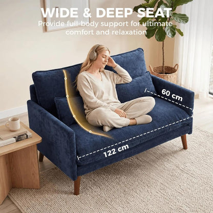 HOMCOM 2 Seater Sofa, Loveseat Sofa with Spring Cushions, Wide and Deep Seat, Wood Legs Additional View 5