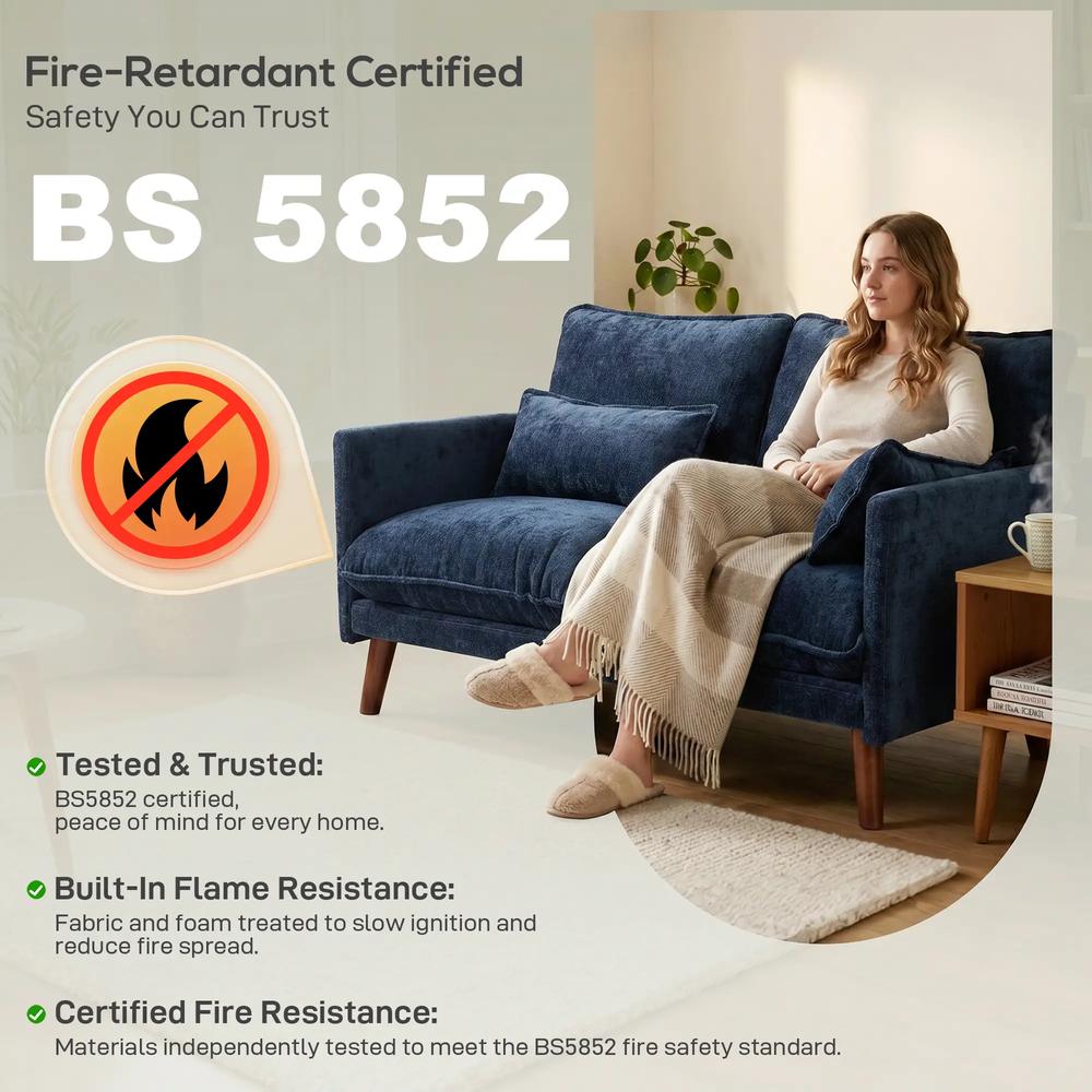 HOMCOM 2 Seater Sofa, Loveseat Sofa with Spring Cushions, Wide and Deep Seat, Wood Legs Additional View 7