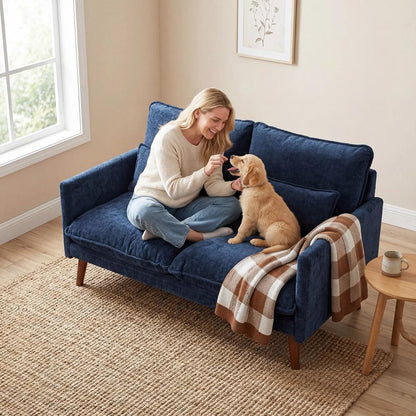 HOMCOM 2 Seater Sofa, Loveseat Sofa with Spring Cushions, Wide and Deep Seat, Wood Legs Additional View 8