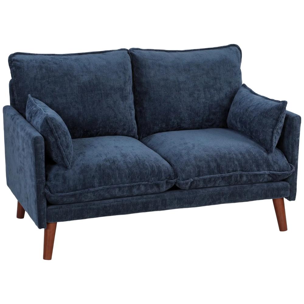 HOMCOM 2 Seater Sofa, Loveseat Sofa with Spring Cushions, Wide and Deep Seat, Wood Legs