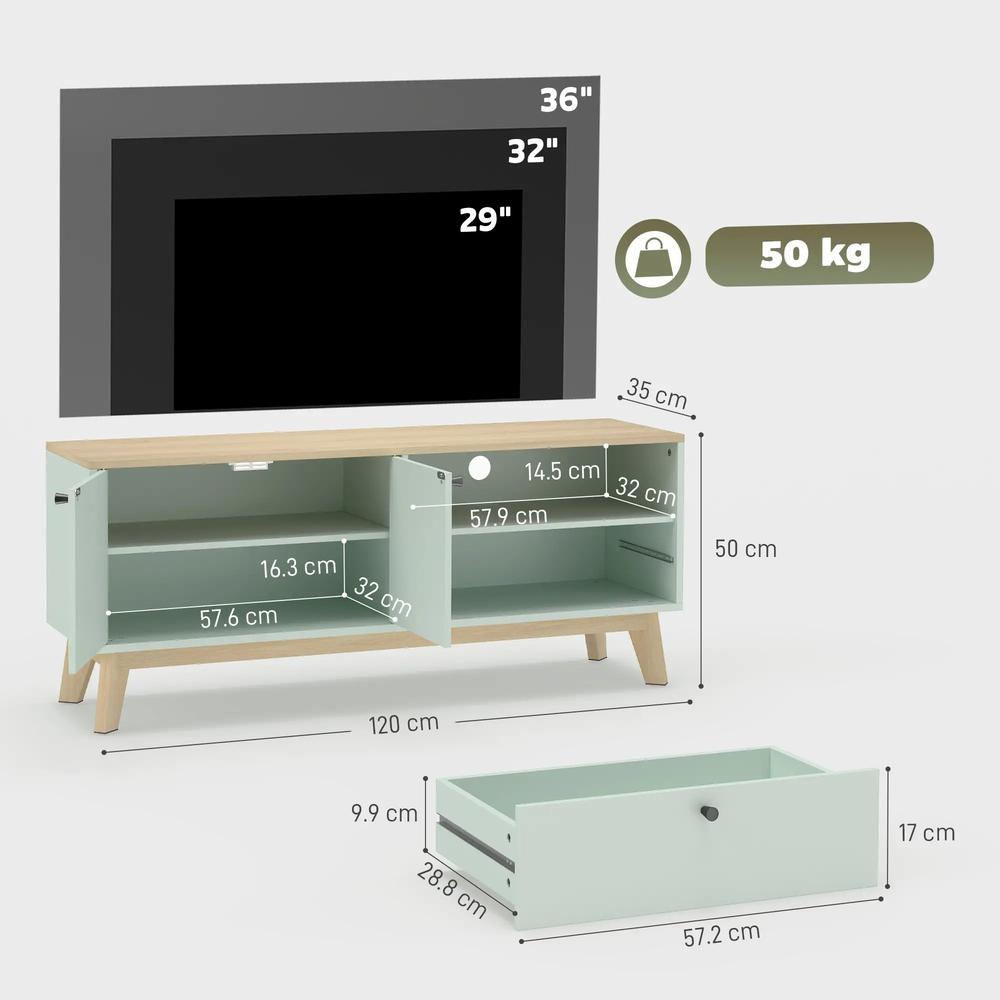 HOMCOM TV Stand Cabinet for Television up to 36 Inch, Modern TV Unit with 2 Doors, Entertainment Center with Adjustable Shelf Additional View 3