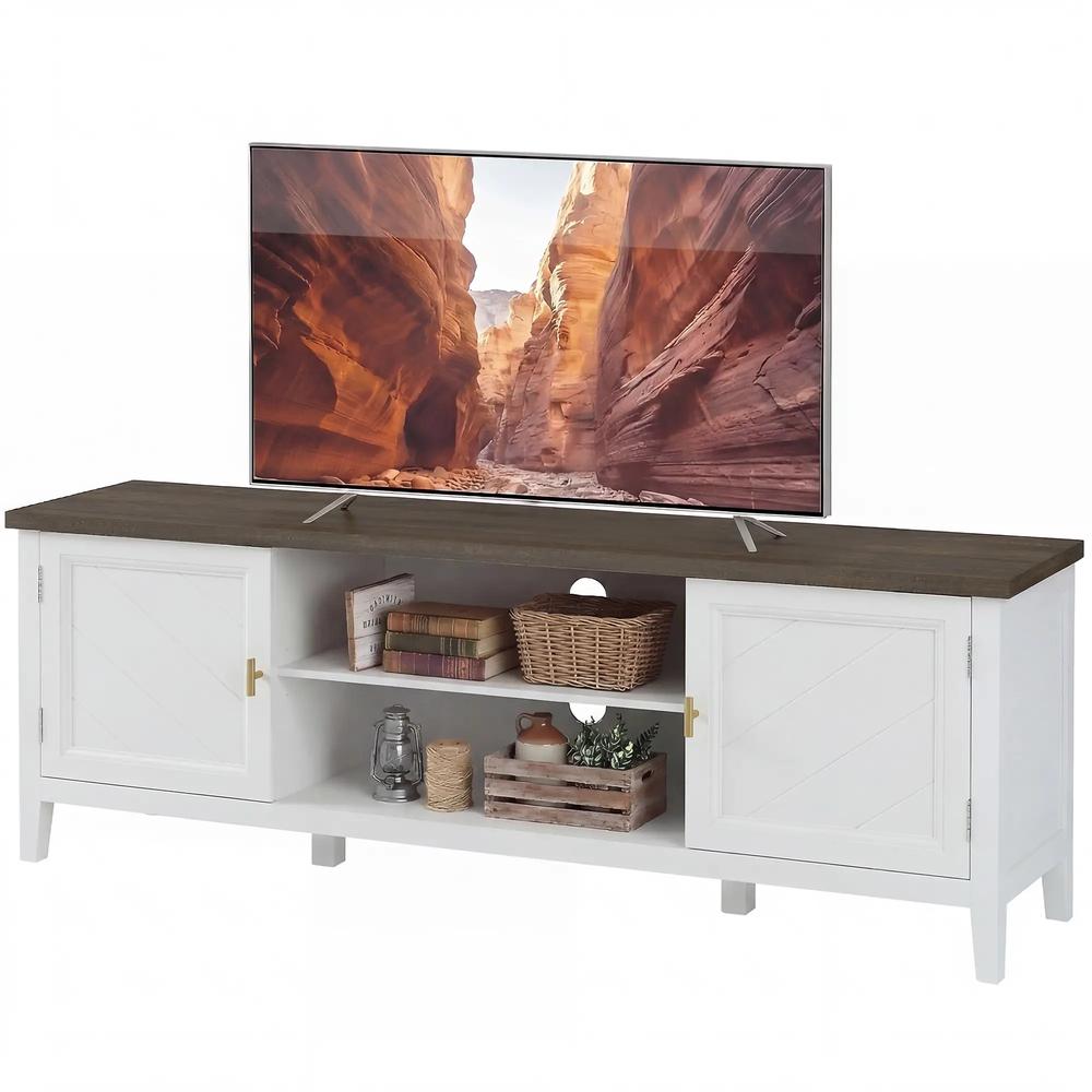 HOMCOM TV Unit for TVs up to 42 Inch, Farmhouse Entertainment Centre with 2 Open Shelves, 2 Cabinets and Thick Top Additional View 11