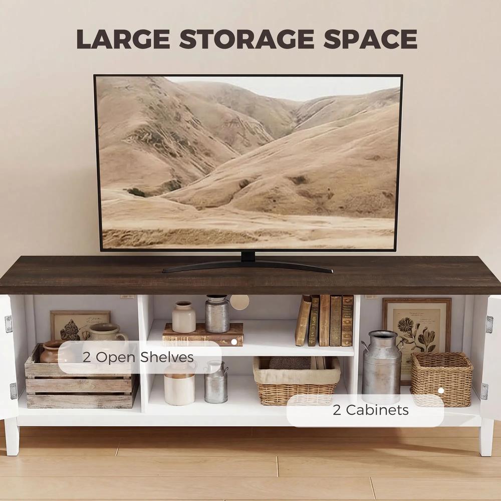 HOMCOM TV Unit for TVs up to 42 Inch, Farmhouse Entertainment Centre with 2 Open Shelves, 2 Cabinets and Thick Top Additional View 5