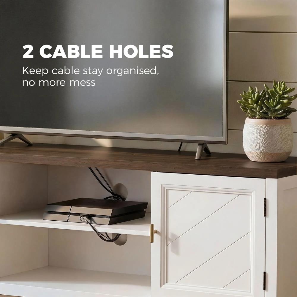 HOMCOM TV Unit for TVs up to 42 Inch, Farmhouse Entertainment Centre with 2 Open Shelves, 2 Cabinets and Thick Top Additional View 8