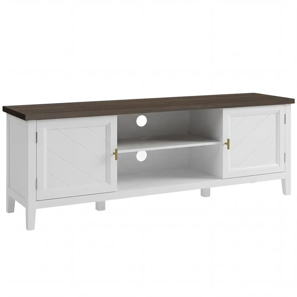 HOMCOM TV Unit for TVs up to 42 Inch, Farmhouse Entertainment Centre with 2 Open Shelves, 2 Cabinets and Thick Top