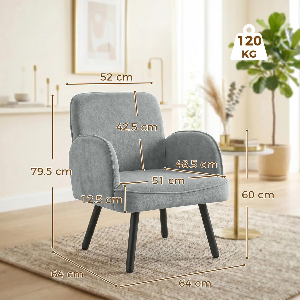 HOMCOM Lounge Chair Velvet Upholstered Armchair with Spring Cushion for Living Room Bedroom Additional View 14