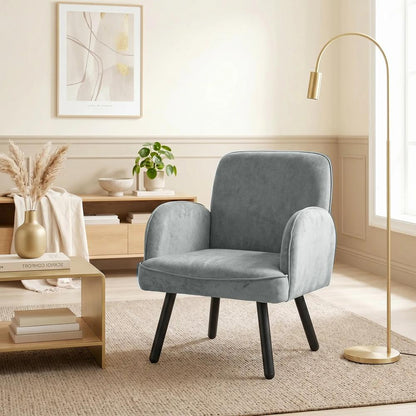 HOMCOM Lounge Chair Velvet Upholstered Armchair with Spring Cushion for Living Room Bedroom Additional View 18