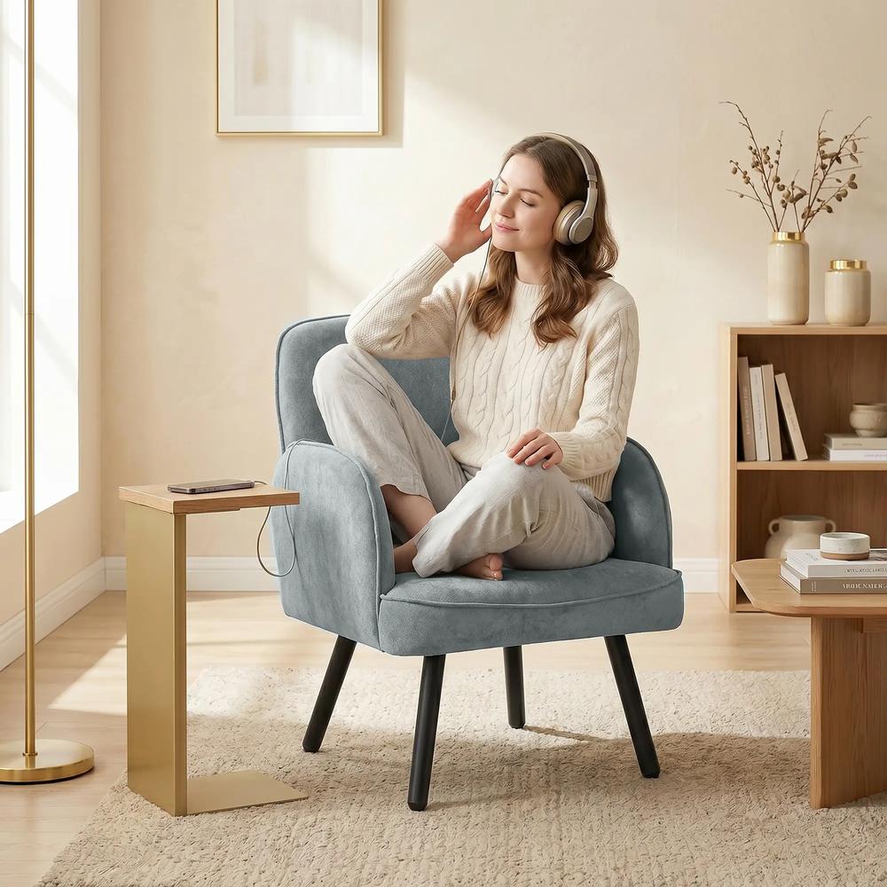 HOMCOM Lounge Chair Velvet Upholstered Armchair with Spring Cushion for Living Room Bedroom Additional View 19